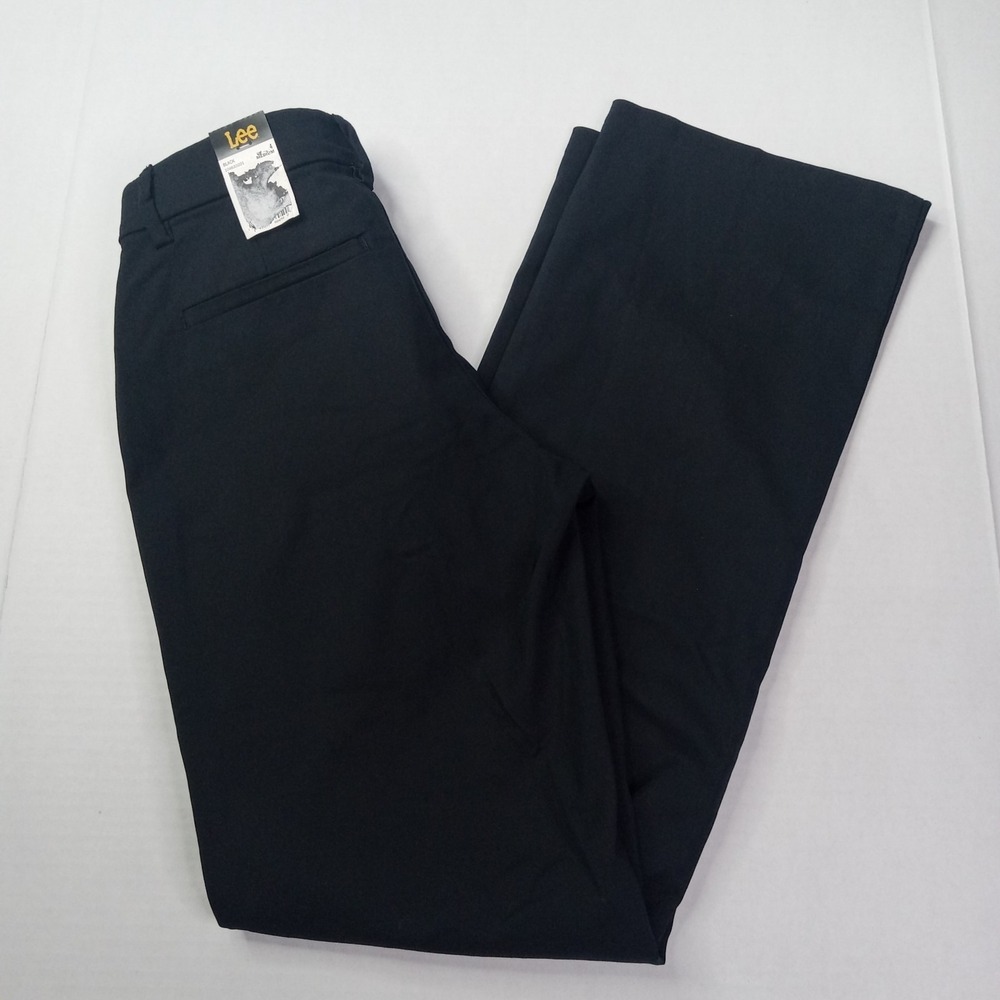 Lee Women's Trousers Size 4M 28x32 Black Straight Leg‎ Mid Rise Flex Waist NWT